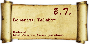 Boberity Talabor névjegykártya